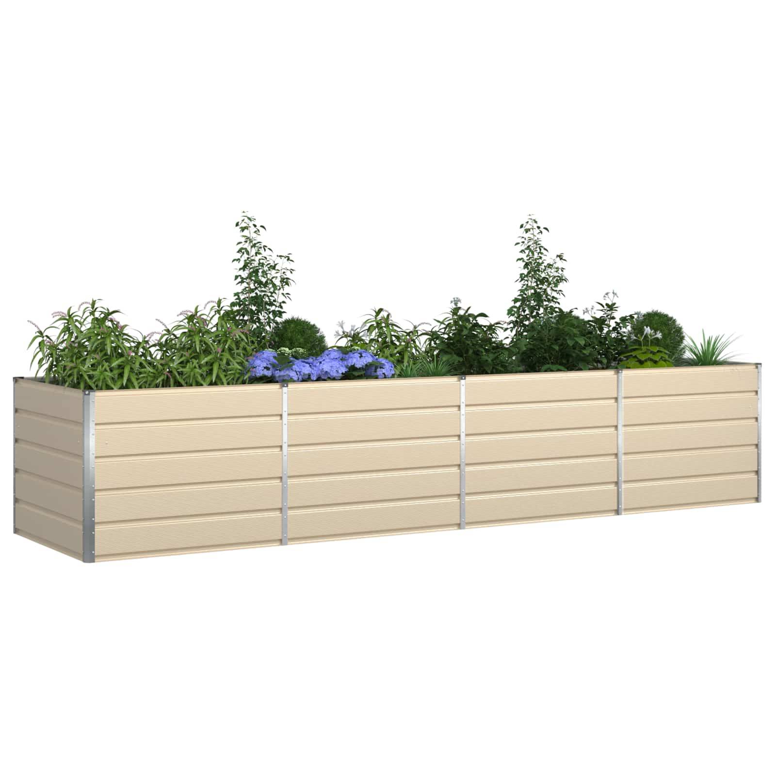 vidaXL Pflanzkübel Elfenbein 385 x 100 x 75 cm Verzinkter Stahl