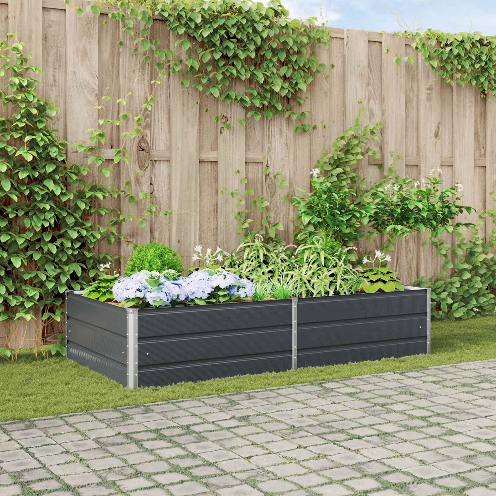 vidaXL Pflanzkübel Anthrazit 195 x 100 x 45 cm Verzinkter Stahl