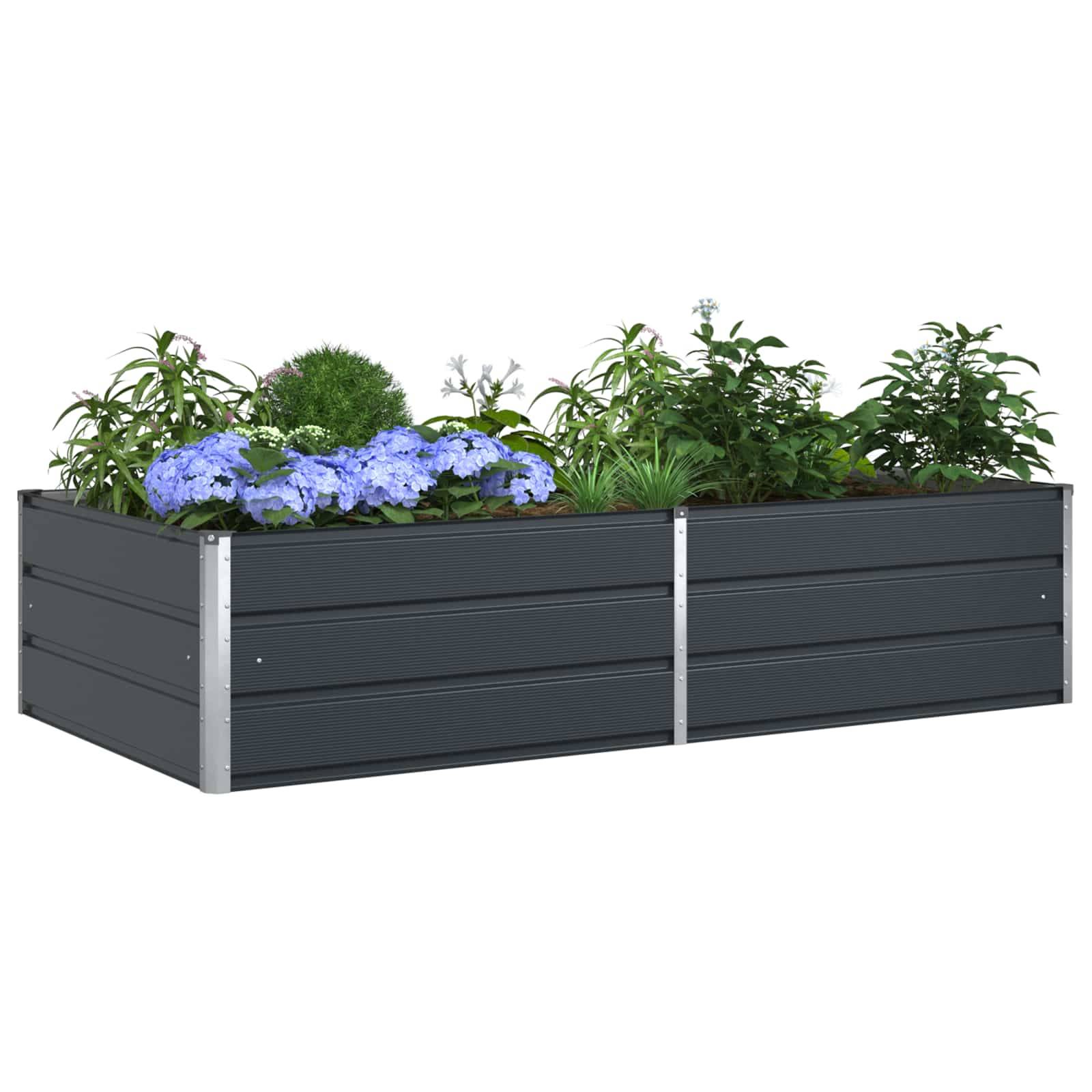 vidaXL Pflanzkübel Anthrazit 195 x 100 x 45 cm Verzinkter Stahl