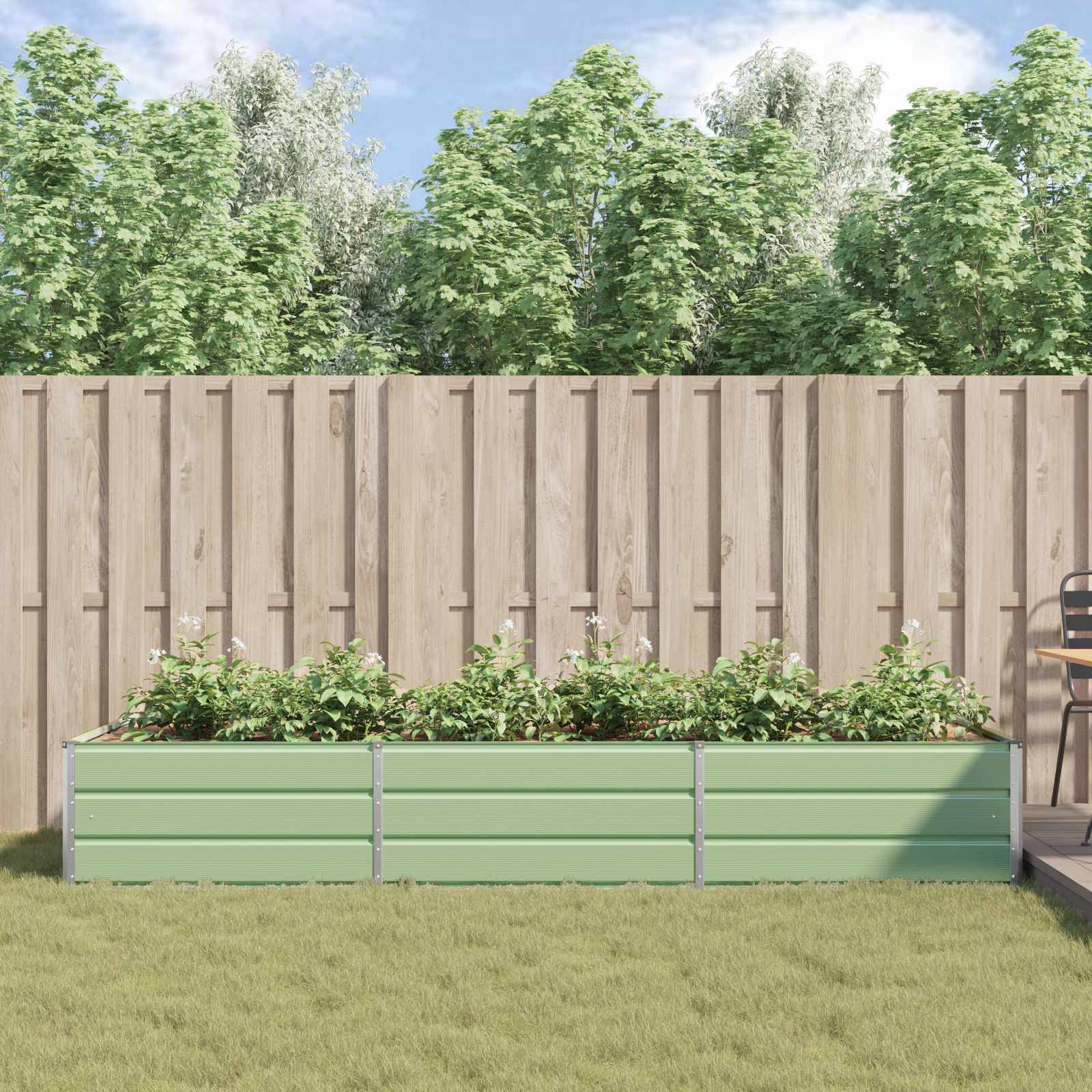 vidaXL Pflanzkübel Pastellgrün 290 x 100 x 45 cm Verzinkter Stahl