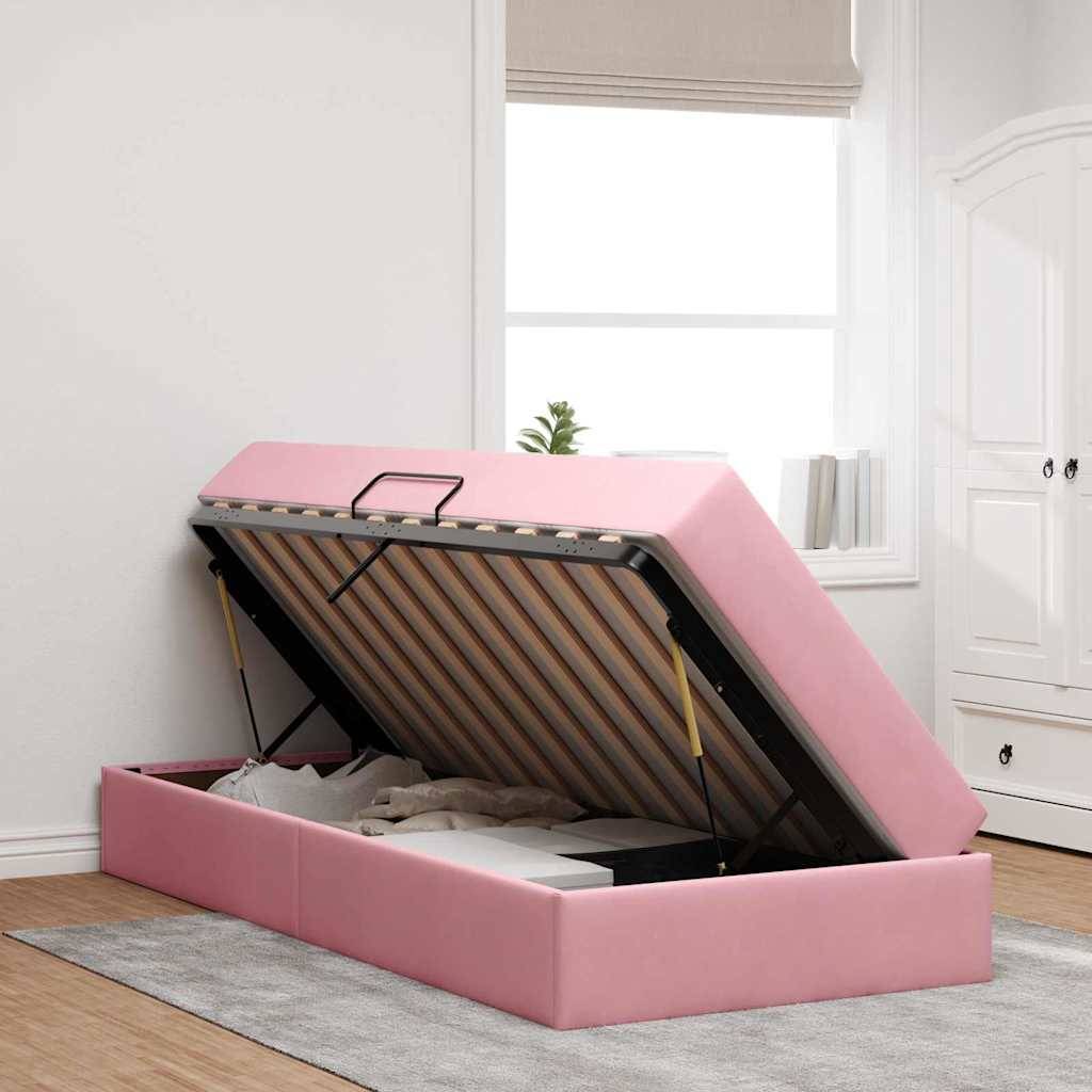 vidaXL Aufbewahrungsbett mit Matratze Rosa 90 x 190 cm Samt