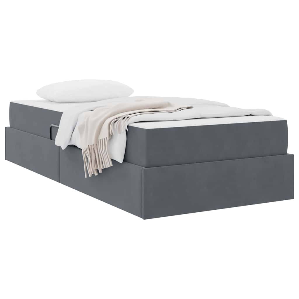 vidaXL Aufbewahrungsbett mit Matratze Dunkelgrau 90 x 200 cm Samt