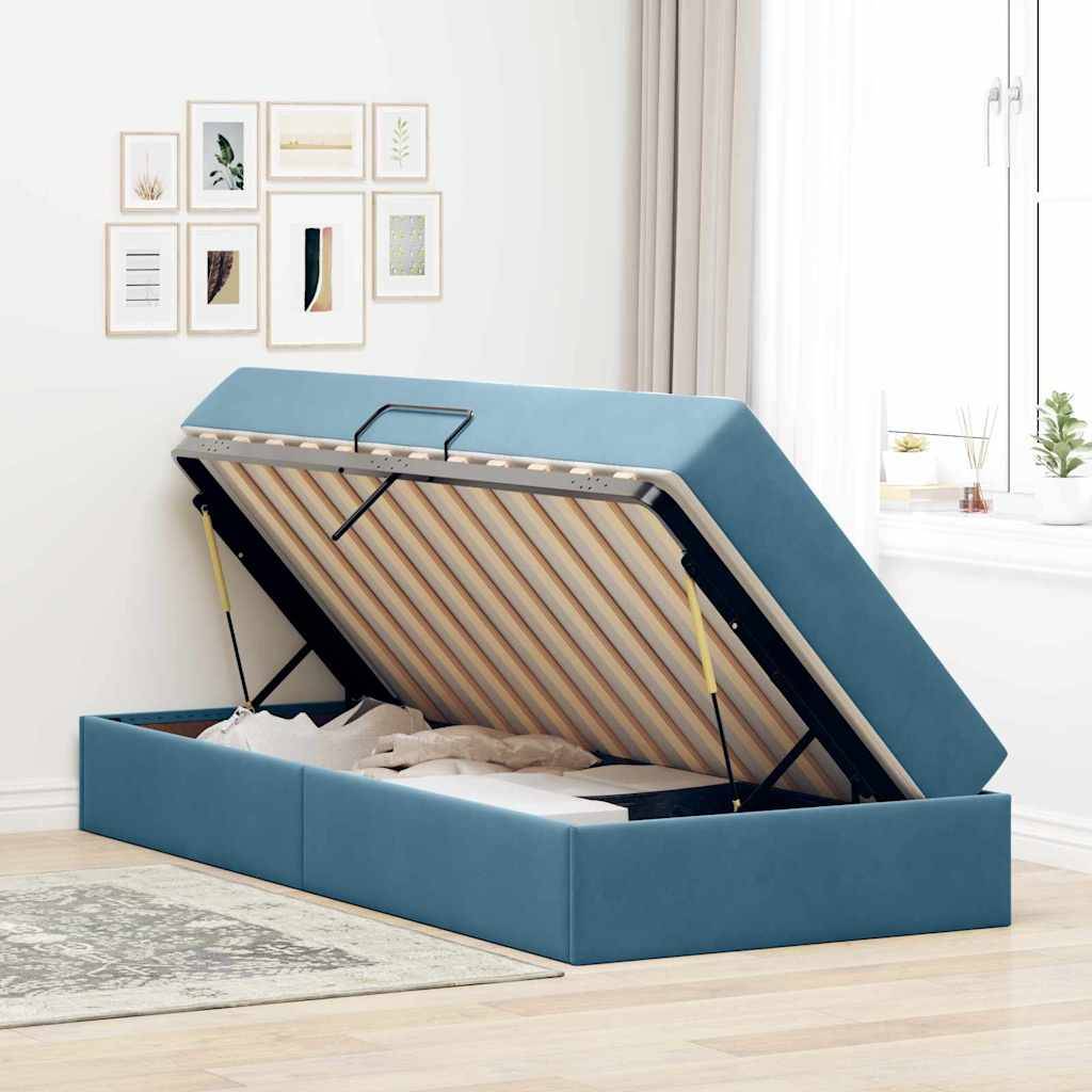 vidaXL Aufbewahrungsbett mit Matratze Dunkelblau 100 x 200 cm Samt