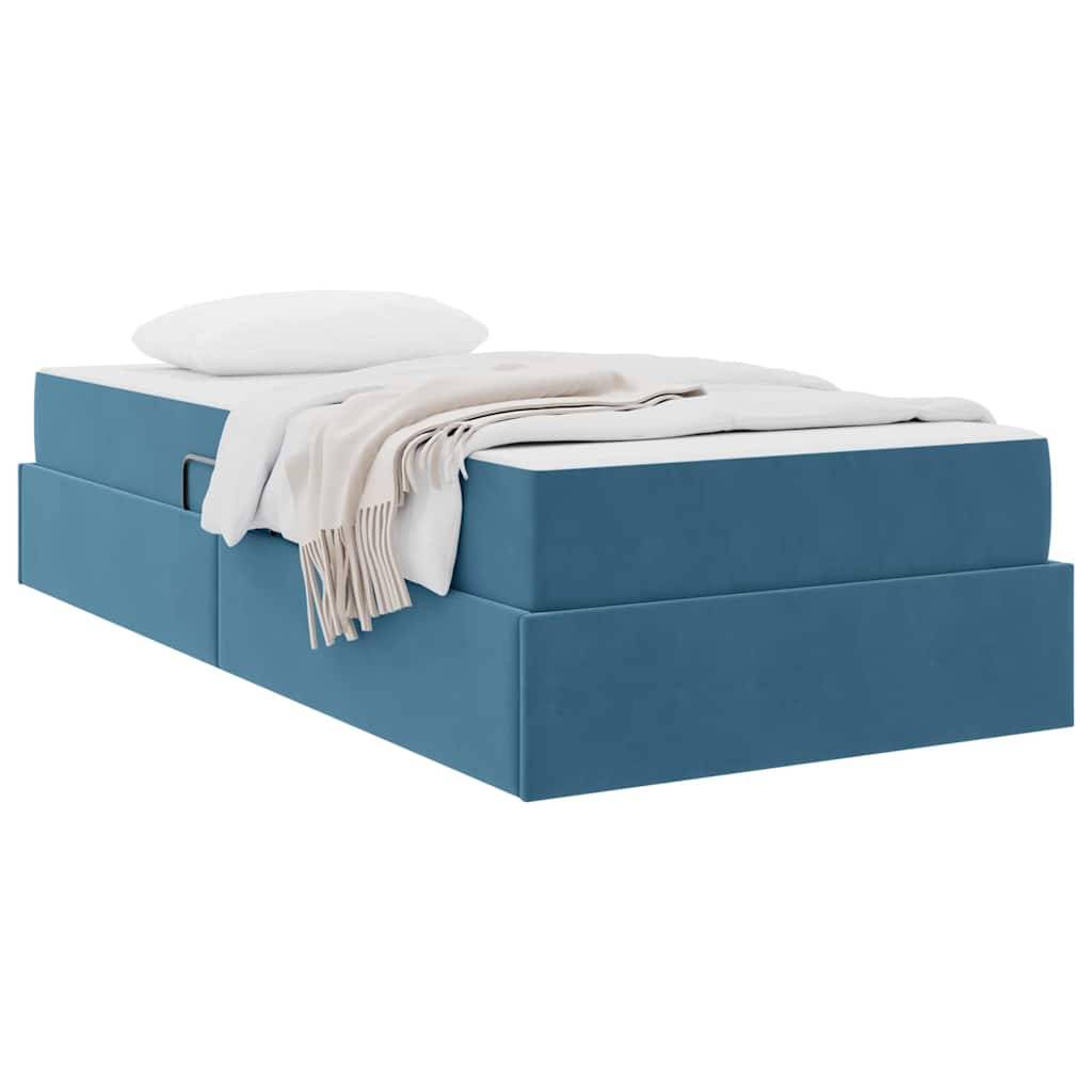 vidaXL Aufbewahrungsbett mit Matratze Dunkelblau 100 x 200 cm Samt