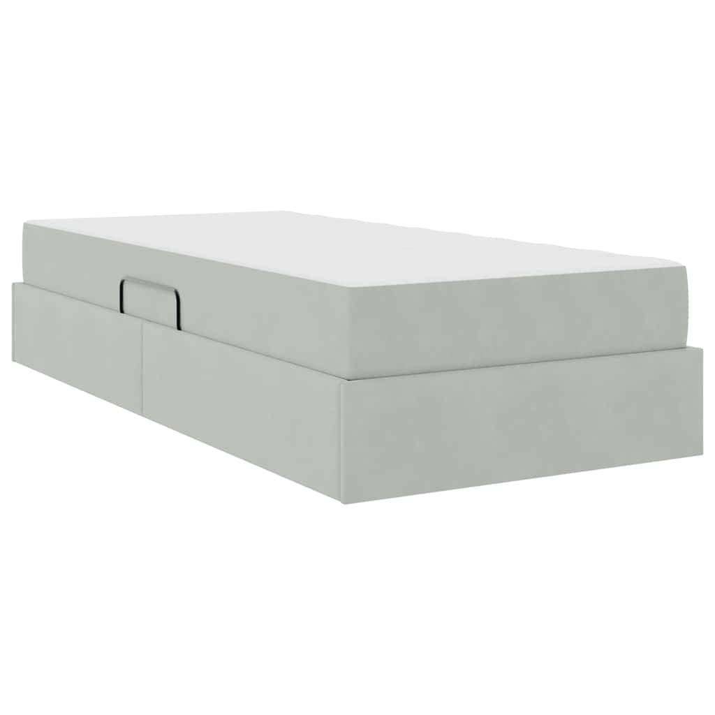 vidaXL Aufbewahrungsbett mit Matratze Hellgrau 100 x 200 cm Samt