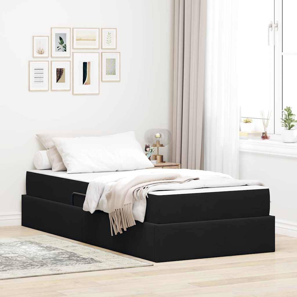 vidaXL Aufbewahrungsbett mit Matratze Schwarz 100 x 200 cm Samt