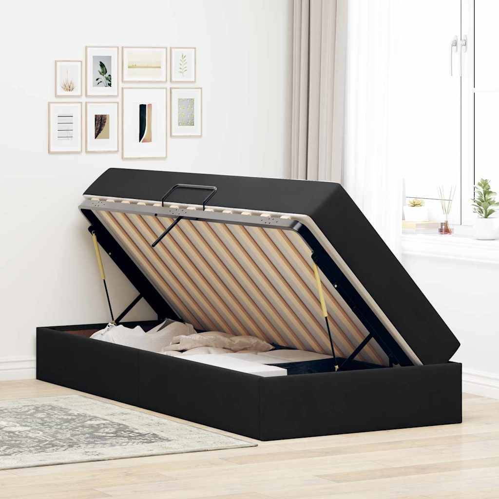 vidaXL Aufbewahrungsbett mit Matratze Schwarz 100 x 200 cm Samt