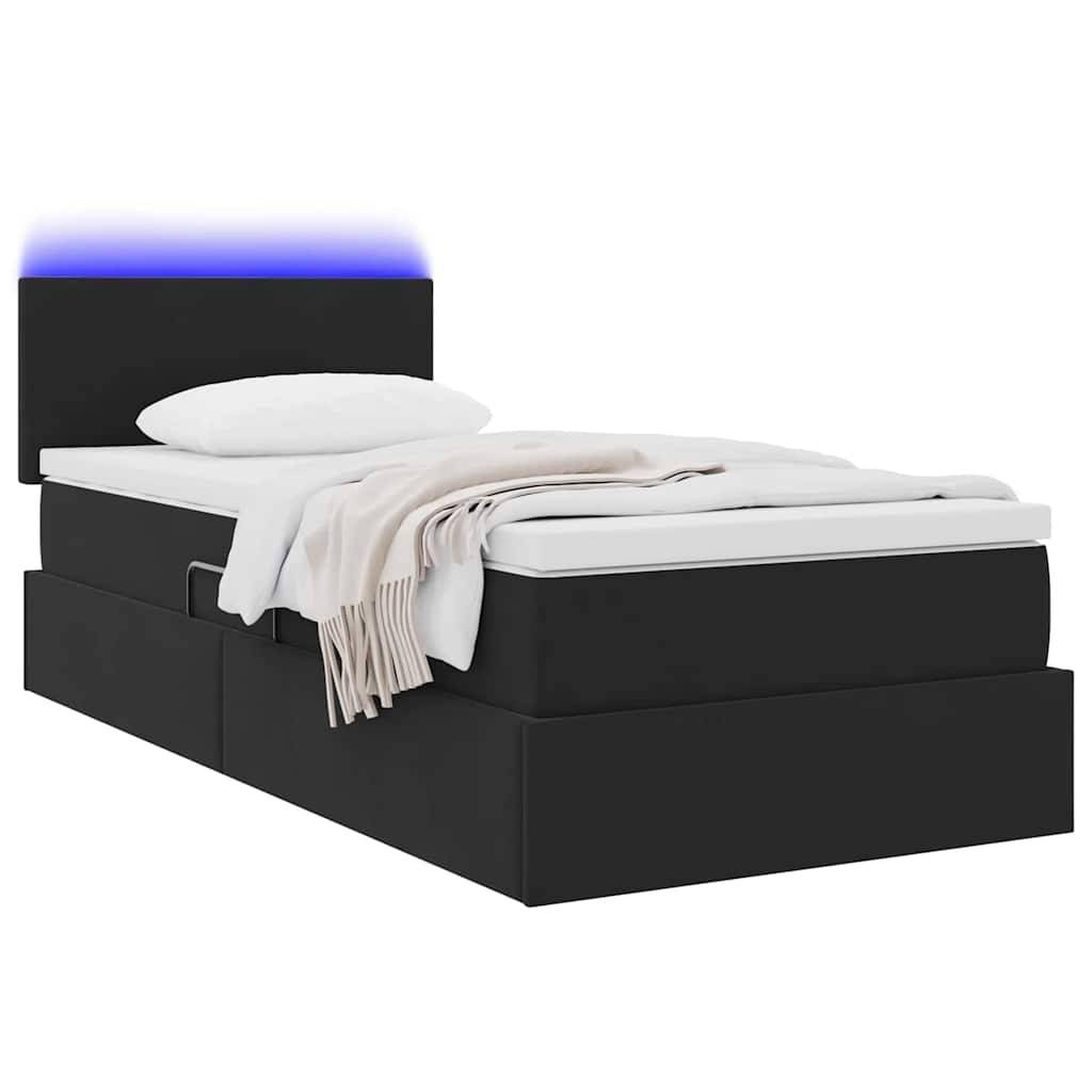 vidaXL LED-Speicherbett mit Matratze Schwarz 100 x 200 cm Samt