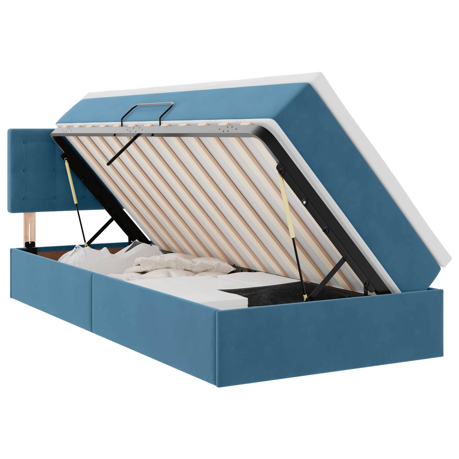 vidaXL Aufbewahrungsbett mit Matratze Dunkelblau 90 x 190 cm Samt