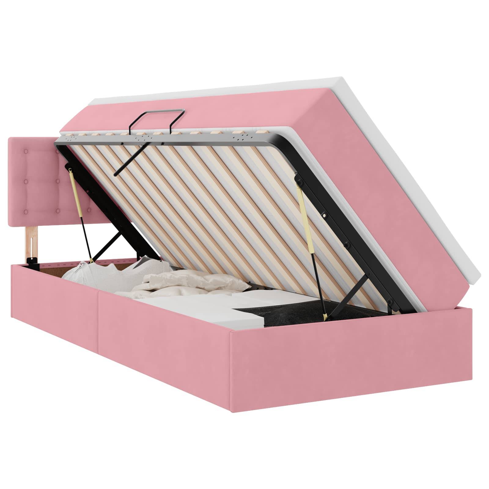 vidaXL Aufbewahrungsbett mit Matratze Rosa 100 x 200 cm Samt