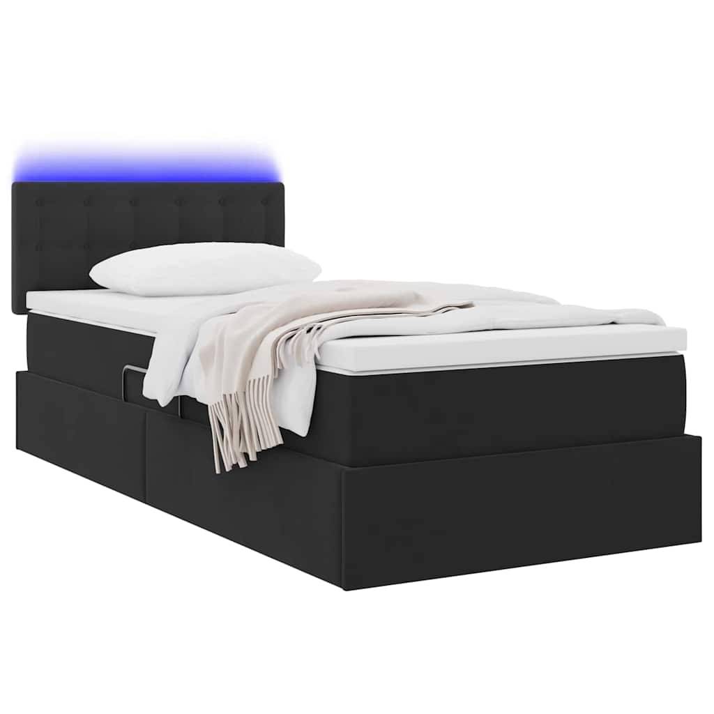 vidaXL LED-Speicherbett mit Matratze Schwarz 100 x 200 cm Samt