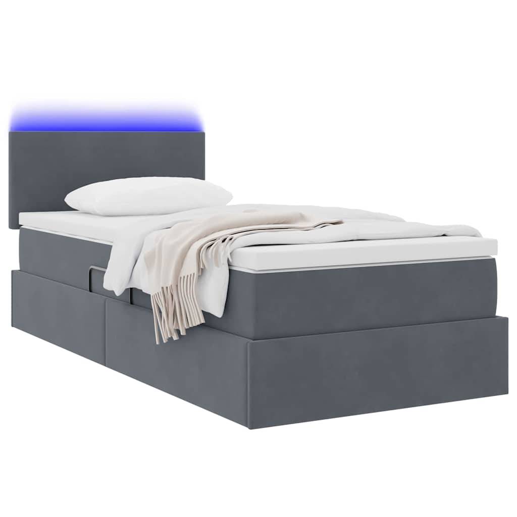 vidaXL LED-Speicherbett mit Matratze Dunkelgrau 90 x 190 cm Samt