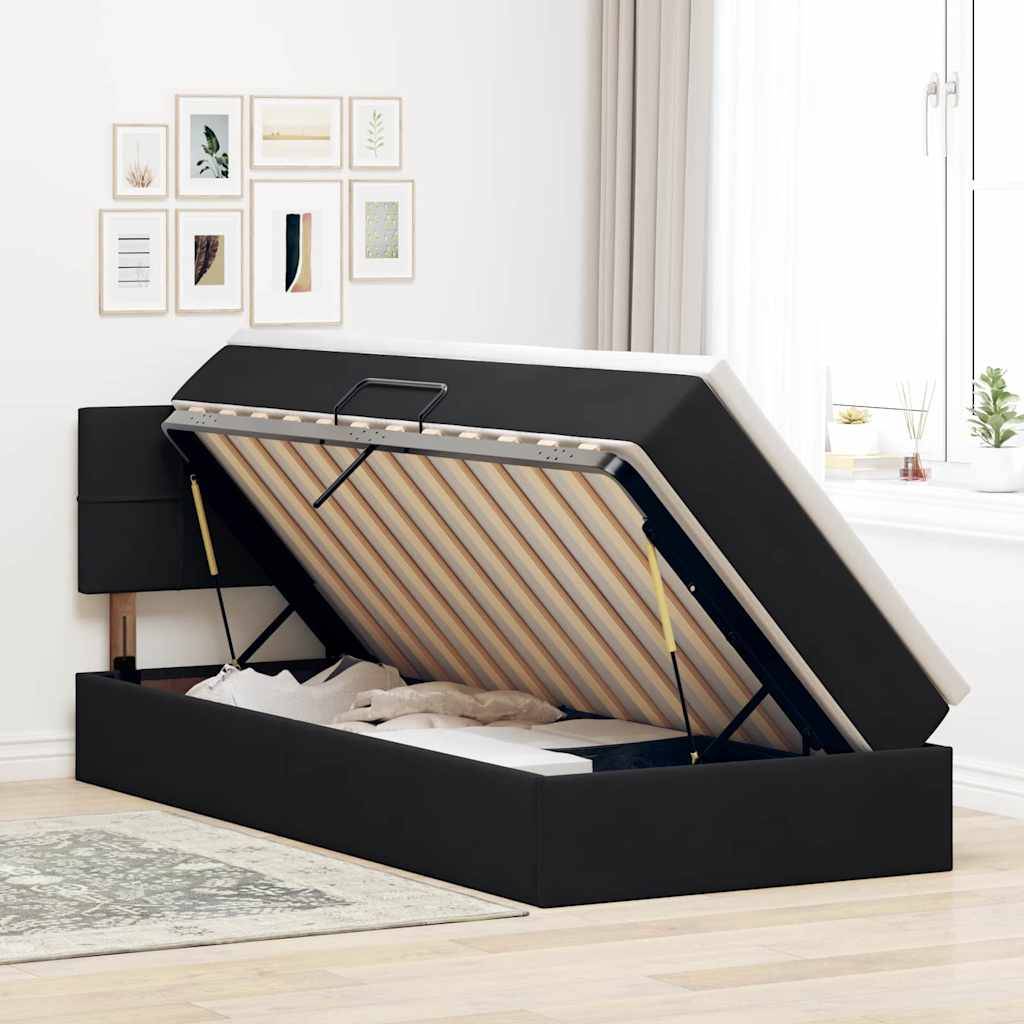 vidaXL LED-Speicherbett mit Matratze Schwarz 100 x 200 cm Samt