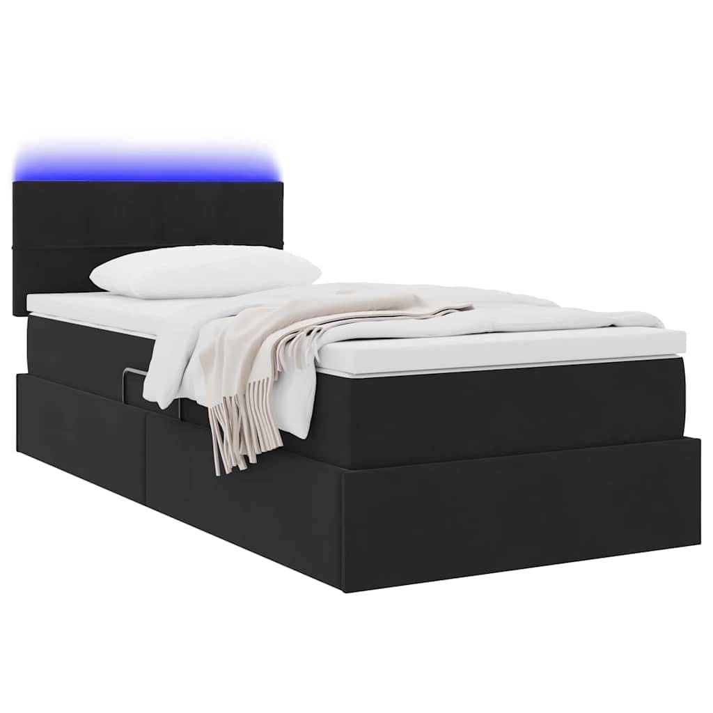 vidaXL LED-Speicherbett mit Matratze Schwarz 100 x 200 cm Samt
