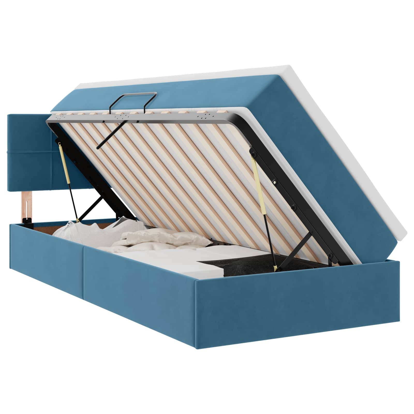 vidaXL Aufbewahrungsbett mit Matratze Dunkelblau 100 x 200 cm Samt