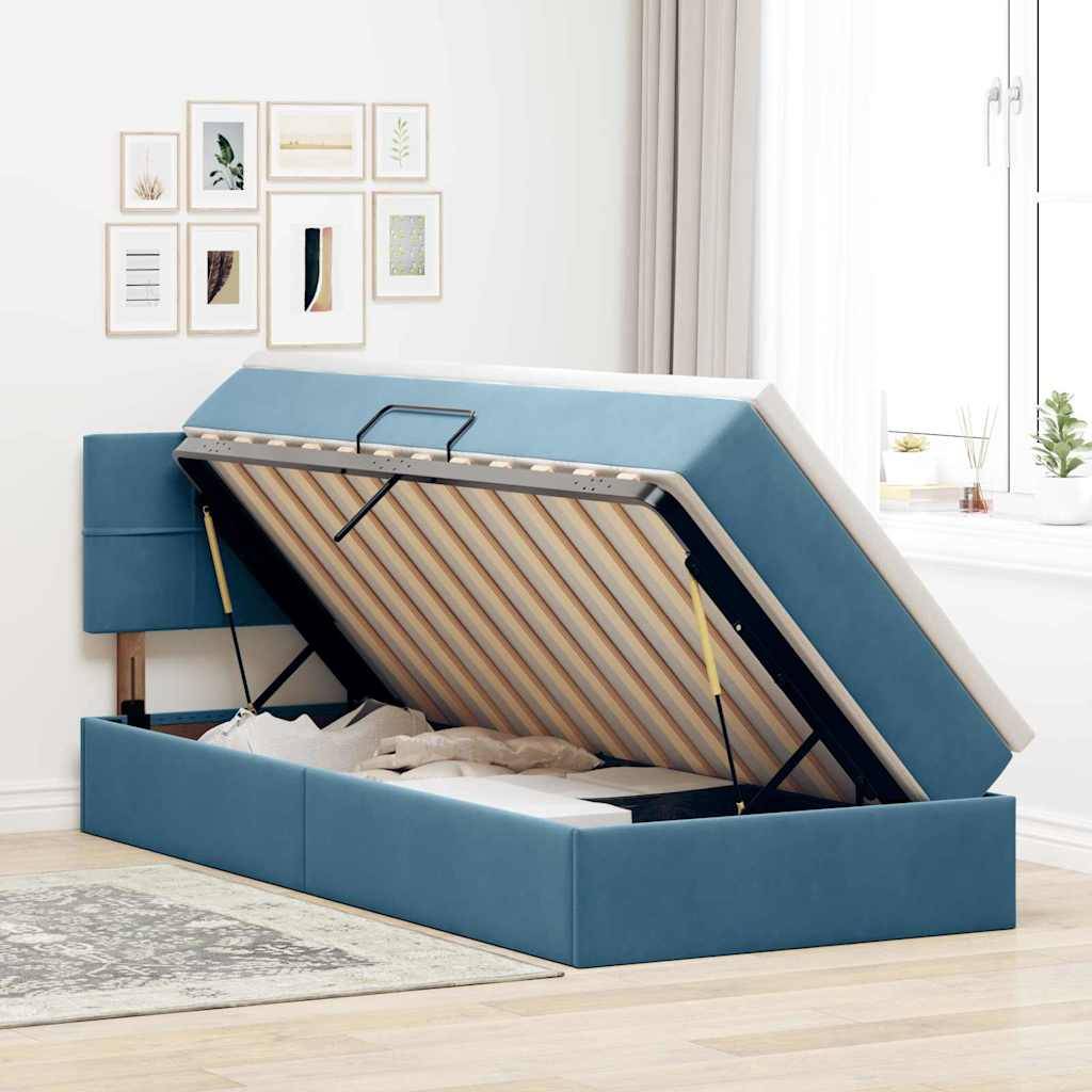vidaXL Aufbewahrungsbett mit Matratze Dunkelblau 100 x 200 cm Samt