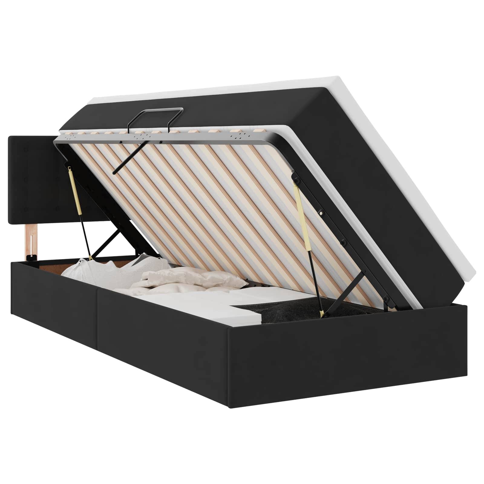vidaXL LED-Speicherbett mit Matratze Schwarz 100 x 200 cm Samt