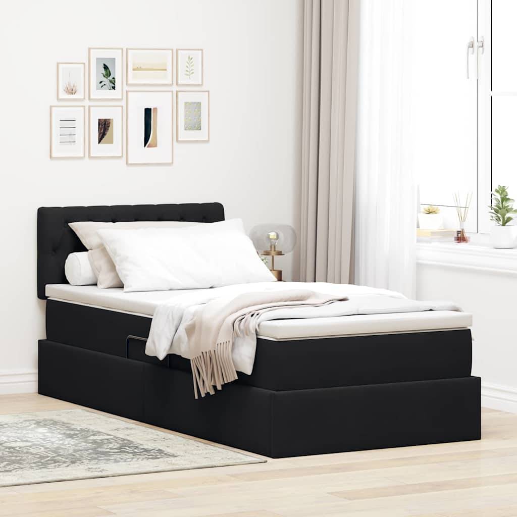 vidaXL LED-Speicherbett mit Matratze Schwarz 90 x 200 cm Samt