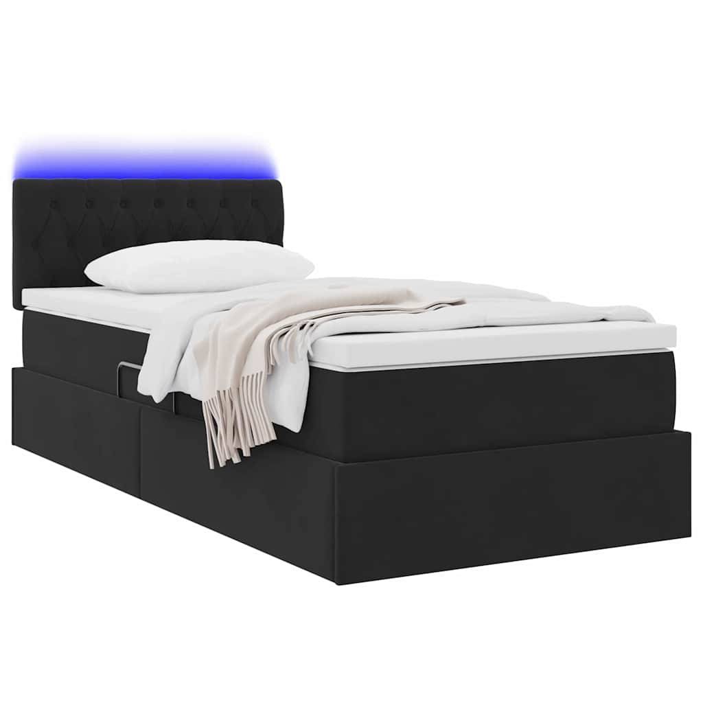 vidaXL LED-Speicherbett mit Matratze Schwarz 90 x 200 cm Samt