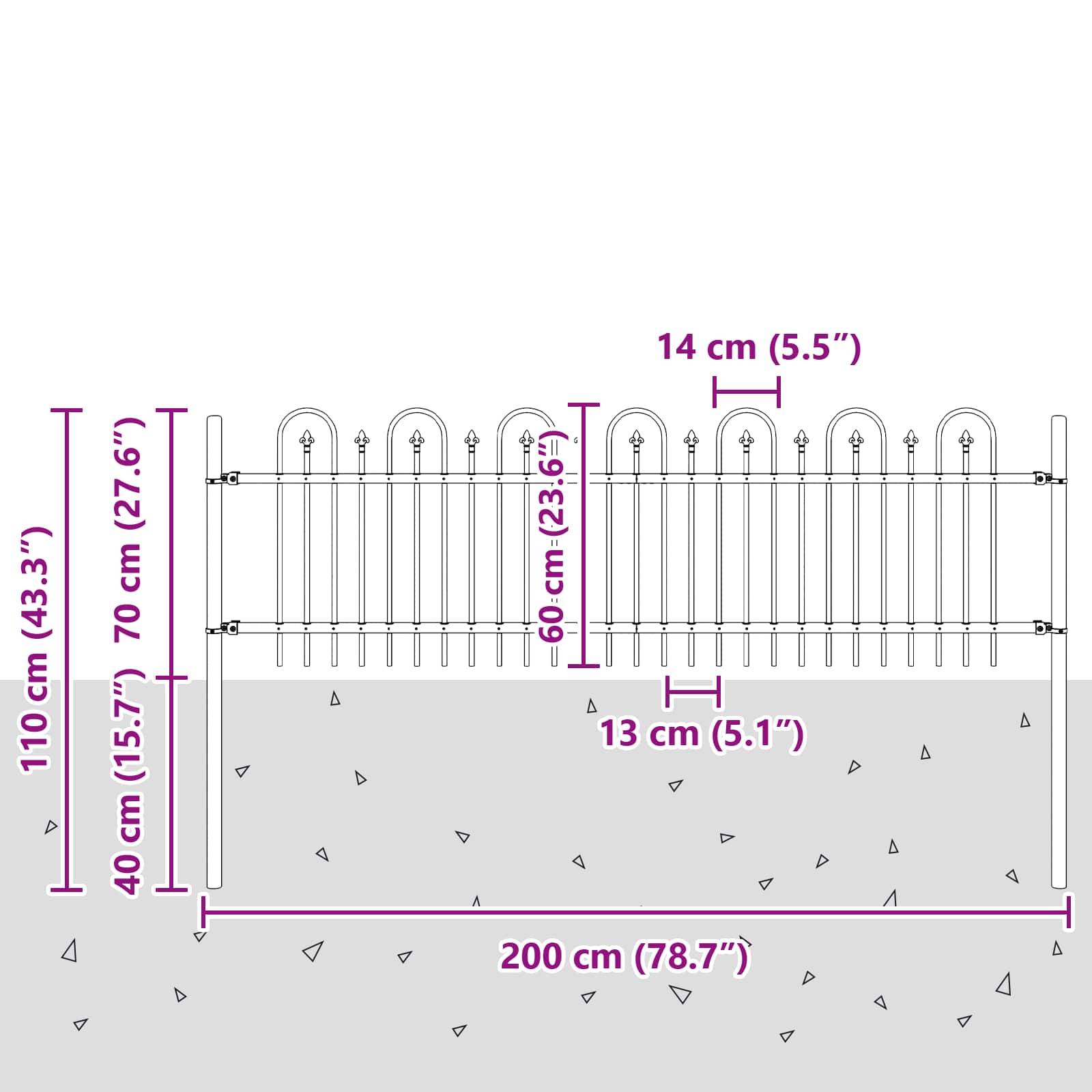 vidaXL Spitzenbogenzaun Dronten Schwarz