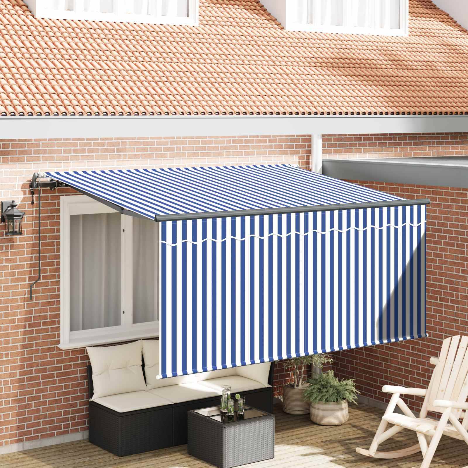 vidaXL Einziehbare Markise Blau und Weiß 300 x 200 cm