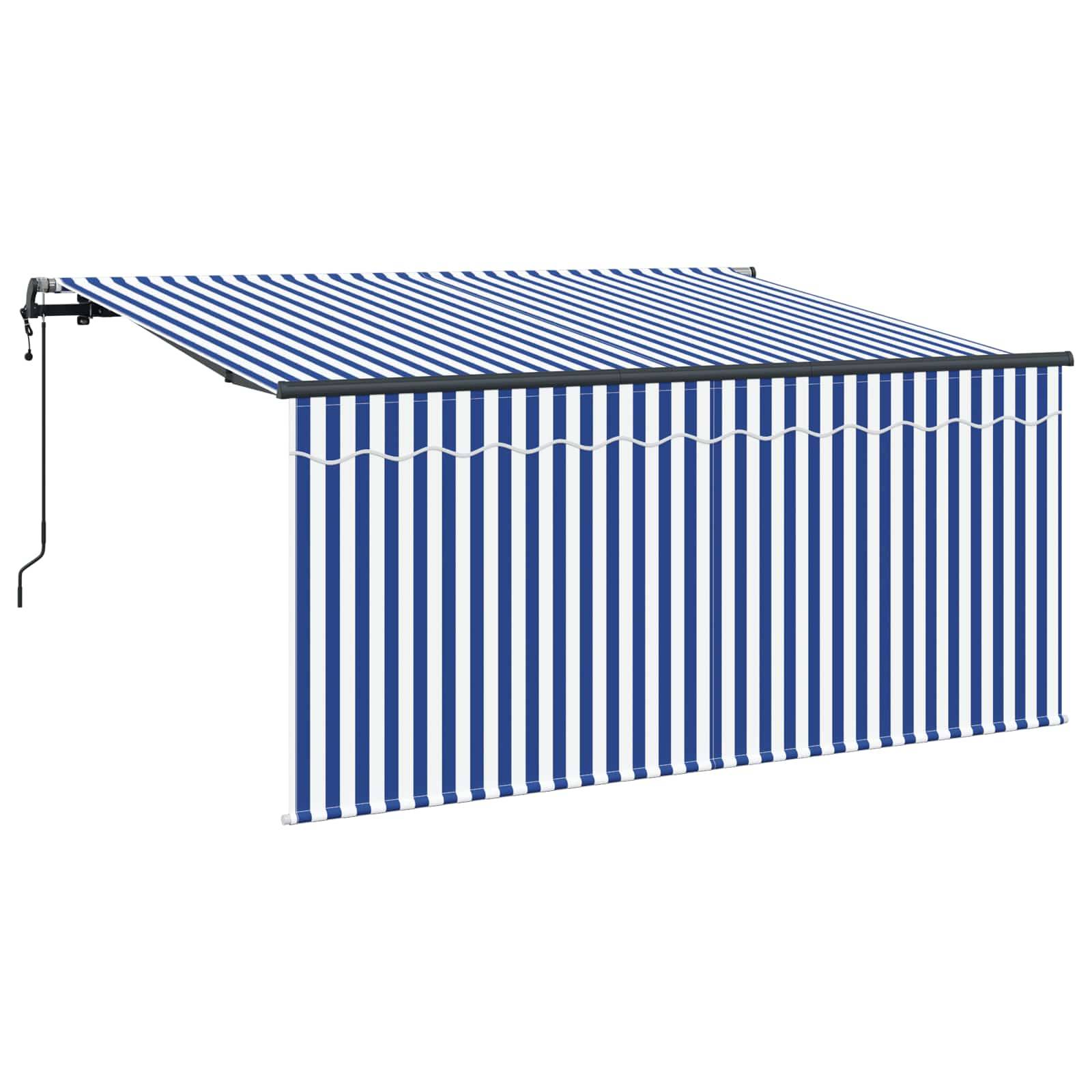 vidaXL Einziehbare Markise Blau und Weiß 300 x 200 cm
