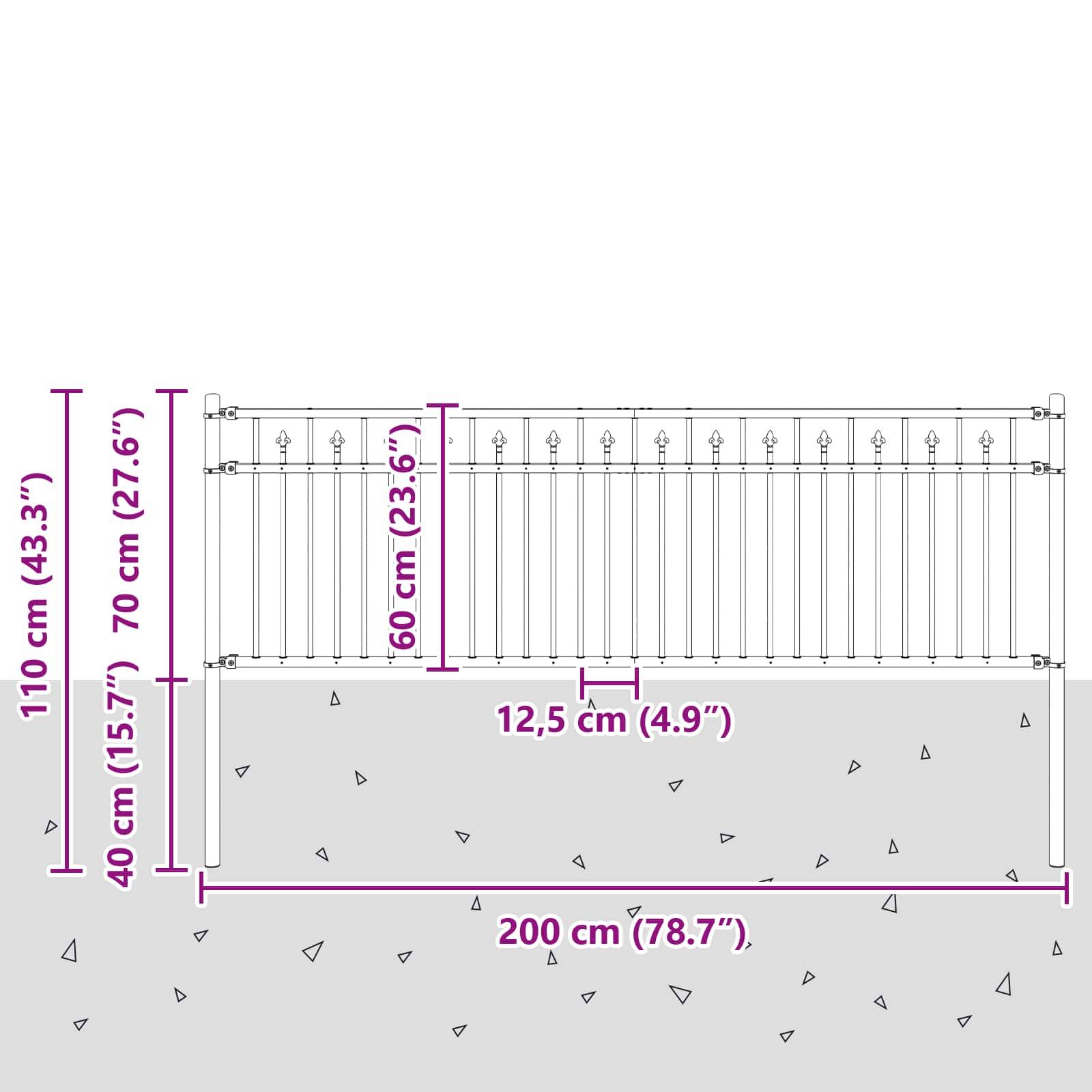 vidaXL Spitzenzaun Baarlo Schwarz 200 x 110 cm