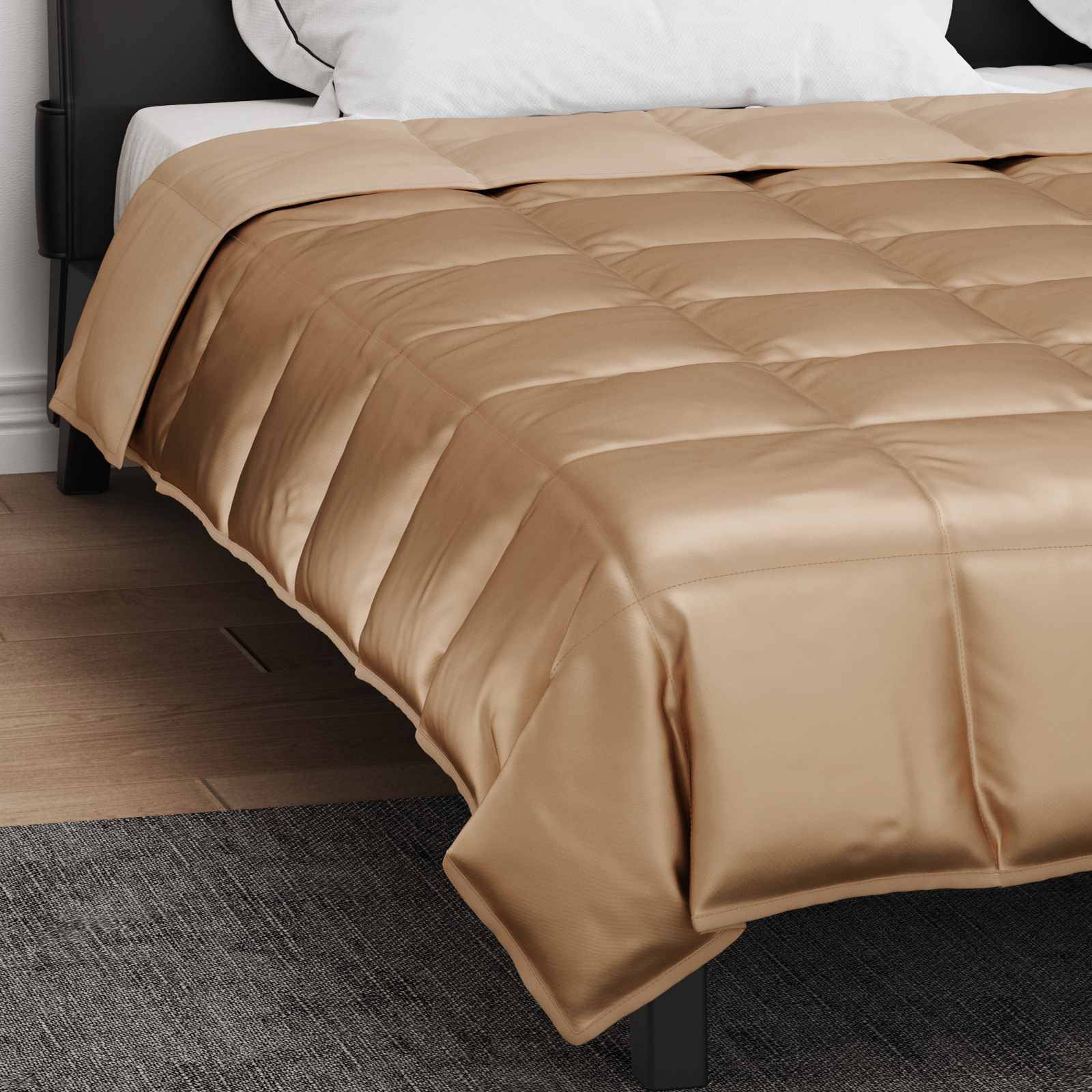 vidaXL Ganzjahresbettdecke Gold 220 x 240 cm Satin und Mikrofaser