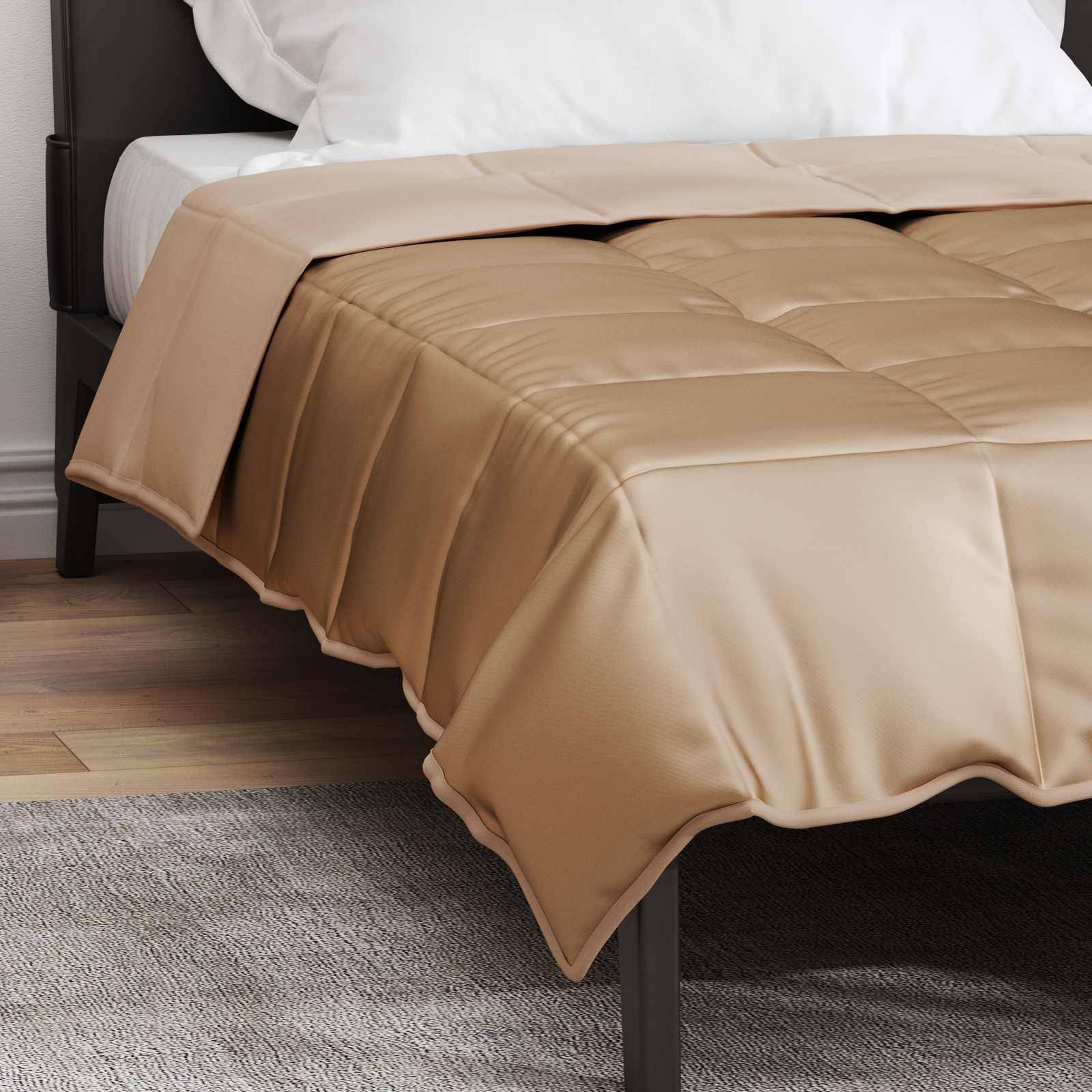 vidaXL Ganzjahresbettdecke Gold 155 x 220 cm Satin und Mikrofaser