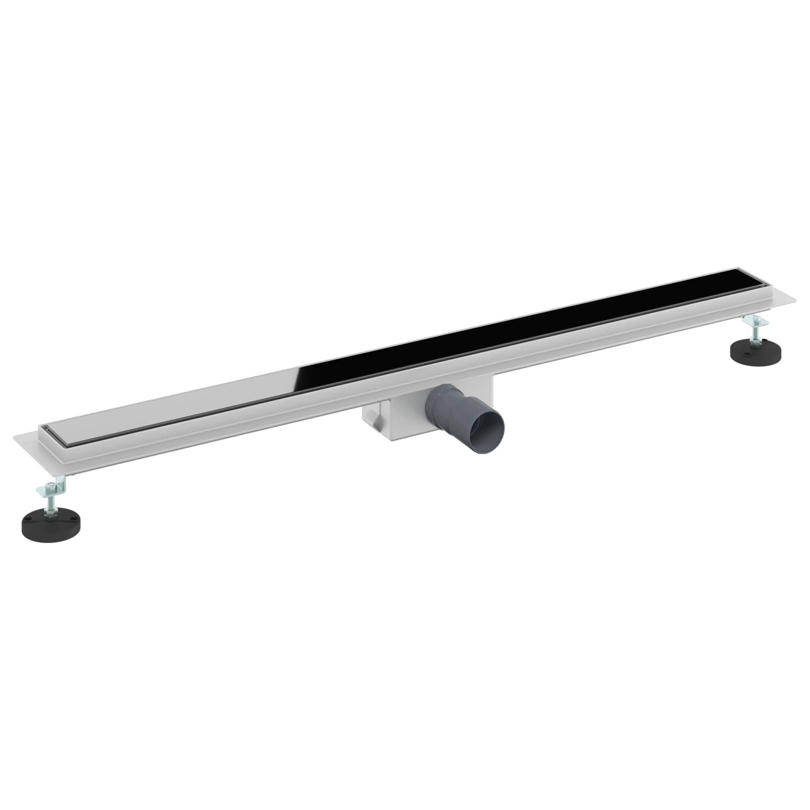 vidaXL Duschabfluss mit Glasabdeckung Schwarz 100 cm Edelstahl 304