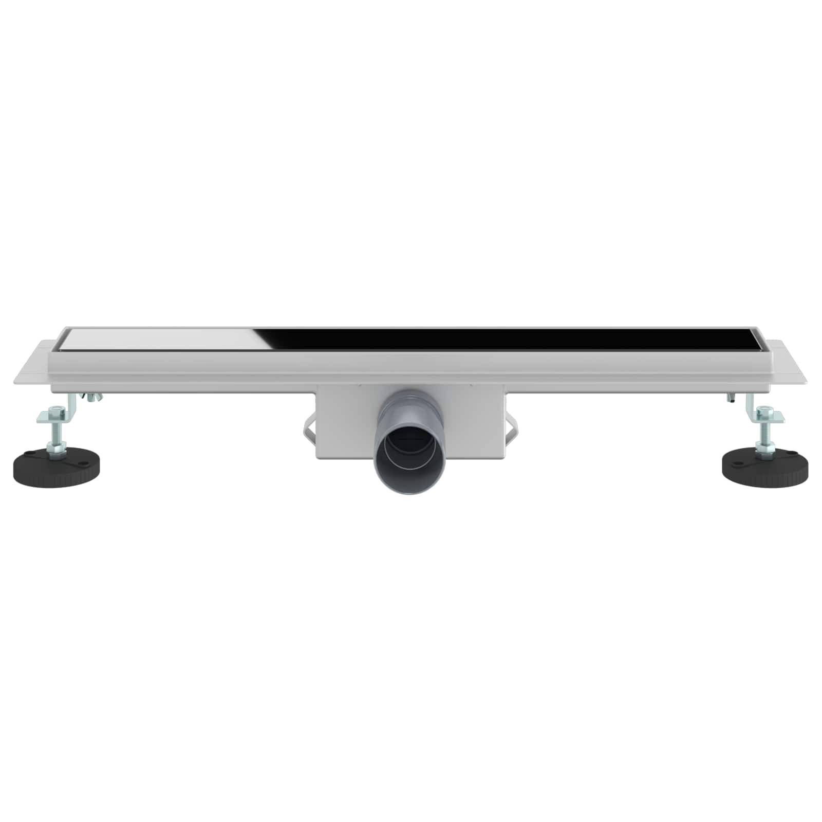 vidaXL Duschabfluss mit Glasabdeckung Schwarz 50 cm Edelstahl 304