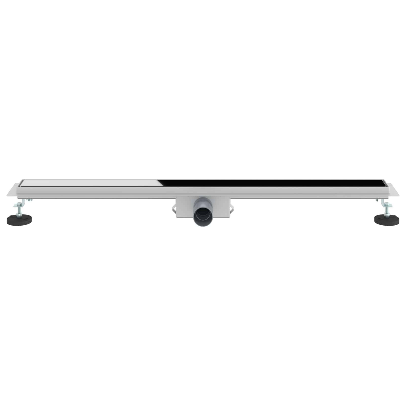 vidaXL Duschabfluss mit Glasabdeckung Schwarz 90 cm Edelstahl 304
