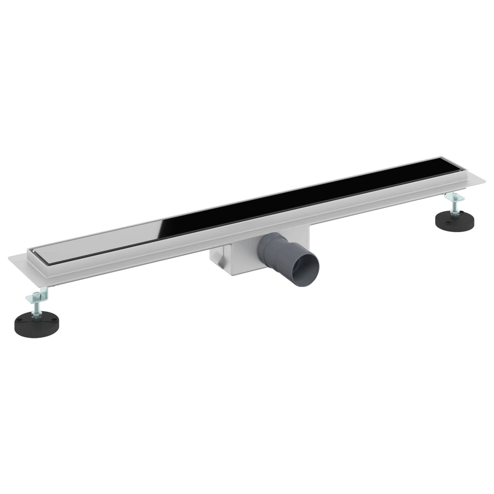 vidaXL Duschabfluss mit Glasabdeckung Schwarz 70 cm Edelstahl 304