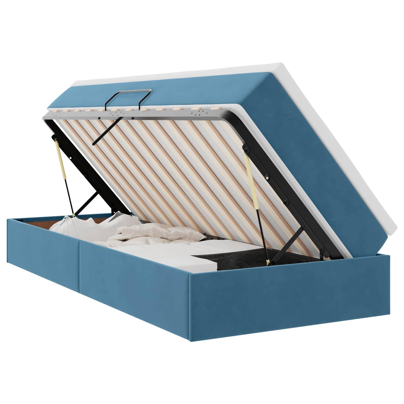 vidaXL Aufbewahrungsbett mit Matratze Dunkelblau 90 x 190 cm Samt