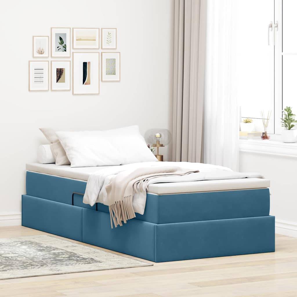 vidaXL Aufbewahrungsbett mit Matratze Dunkelblau 90 x 190 cm Samt