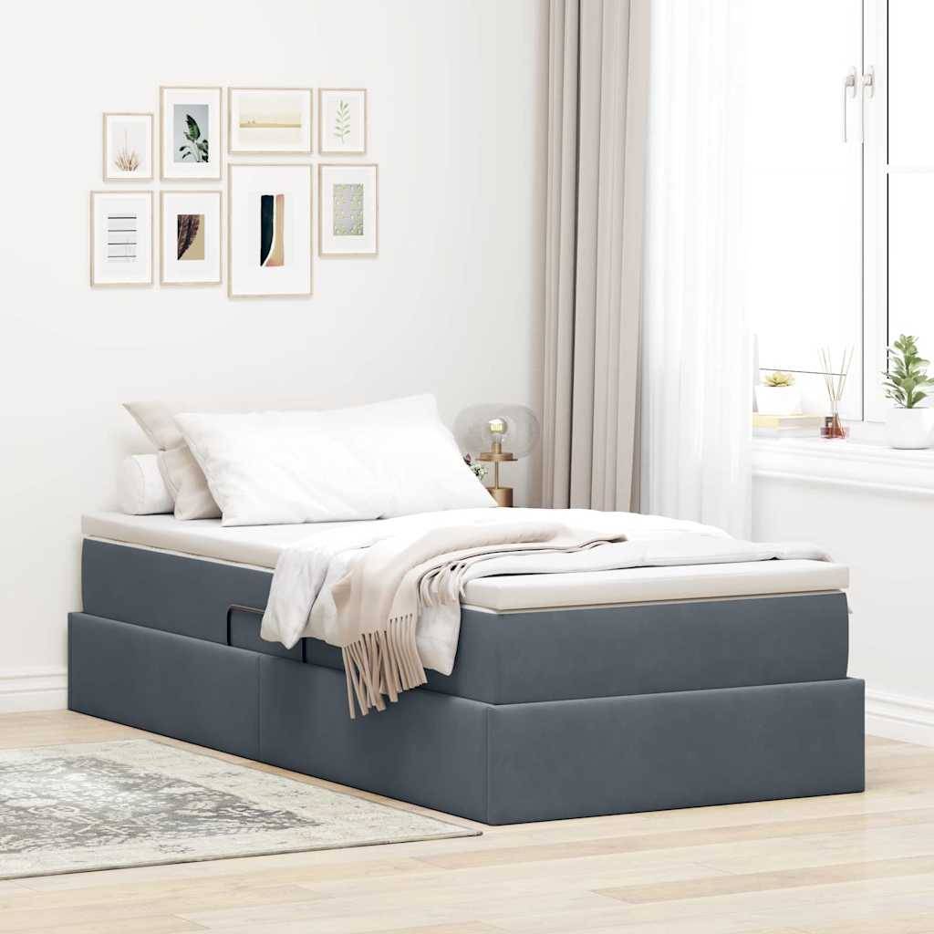vidaXL Aufbewahrungsbett mit Matratze Dunkelgrau 90 x 190 cm Samt