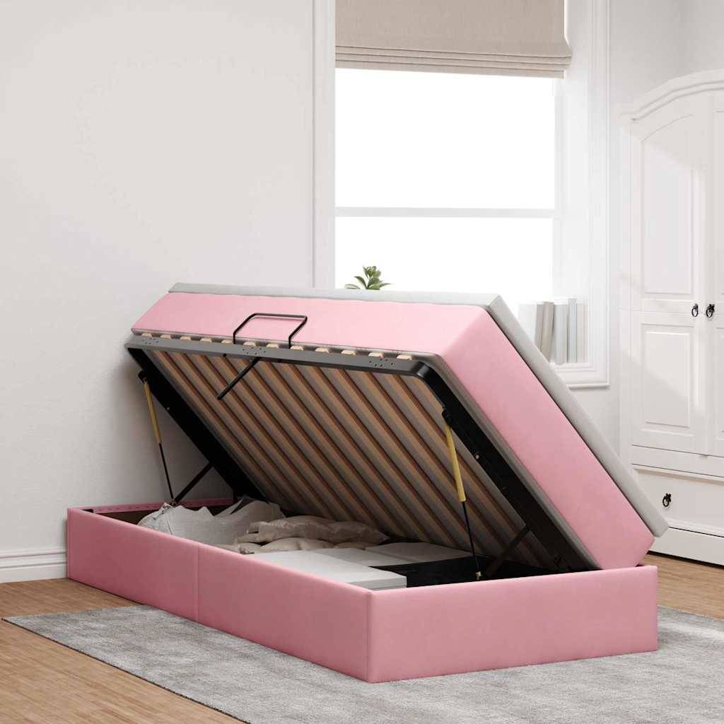 vidaXL Aufbewahrungsbett mit Matratze Rosa 90 x 200 cm Samt