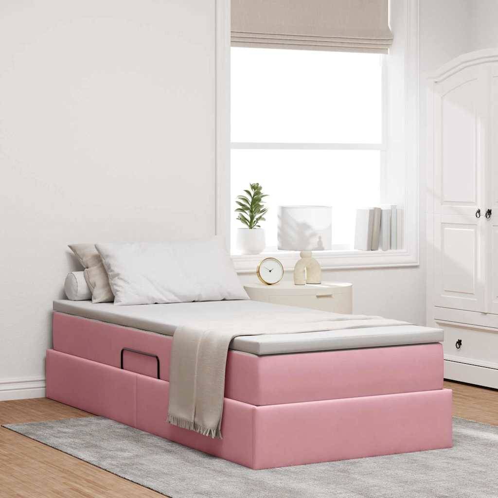 vidaXL Aufbewahrungsbett mit Matratze Rosa 90 x 190 cm Samt
