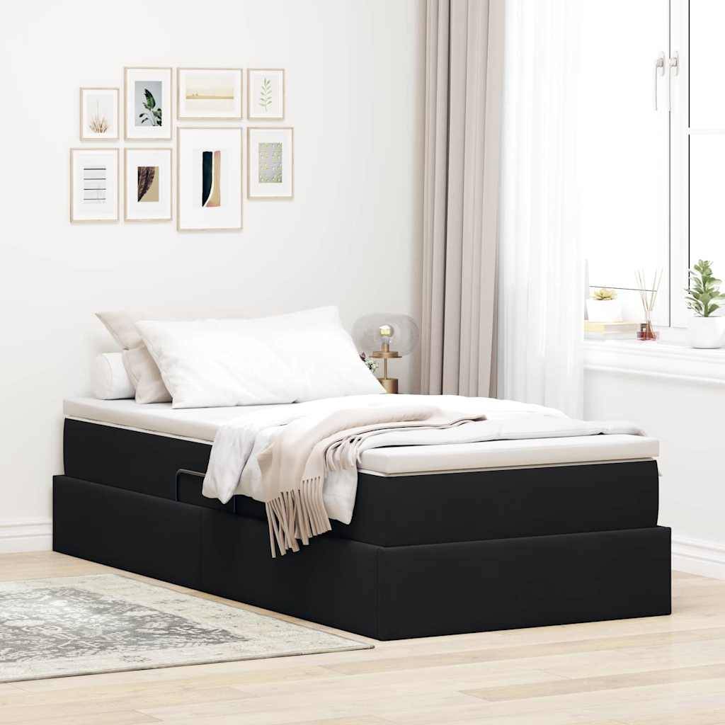 vidaXL Aufbewahrungsbett mit Matratze Schwarz 90 x 200 cm Samt