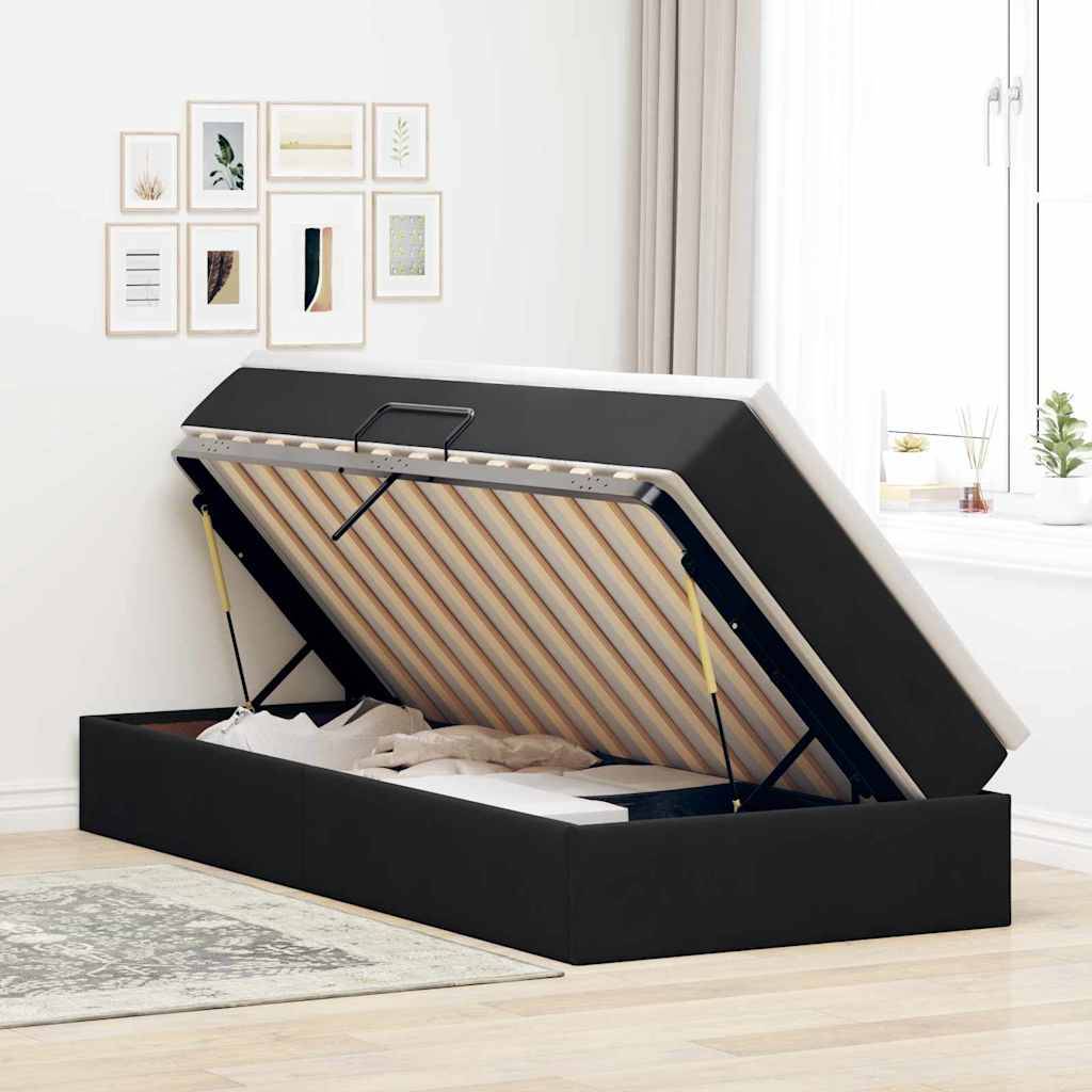 vidaXL Aufbewahrungsbett mit Matratze Schwarz 90 x 190 cm Samt