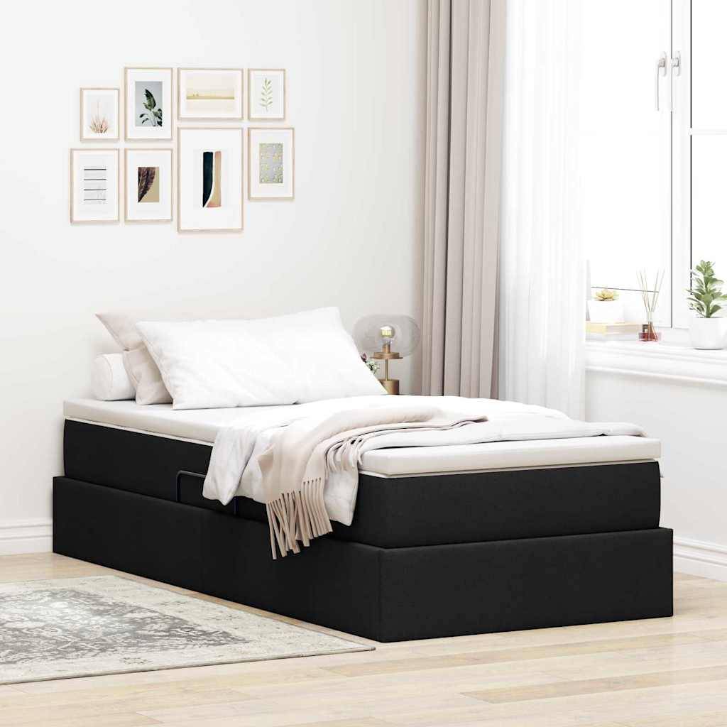 vidaXL Aufbewahrungsbett mit Matratze Schwarz 90 x 190 cm Polyester