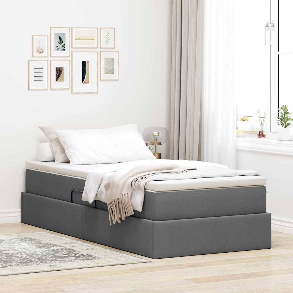 vidaXL Aufbewahrungsbett mit Matratze Dunkelgrau 90 x 190 cm Polyester