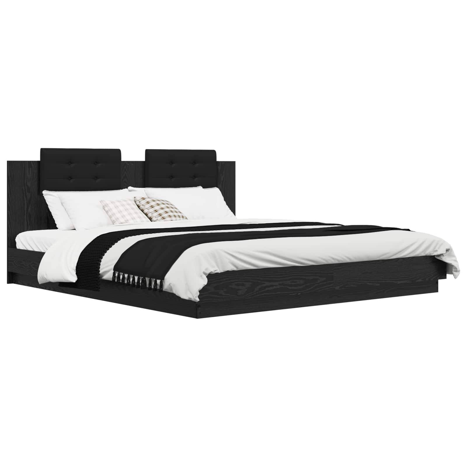 vidaXL Bettgestell mit Kopfteil Schwarz Eichen-Optik 200 x 200 cm