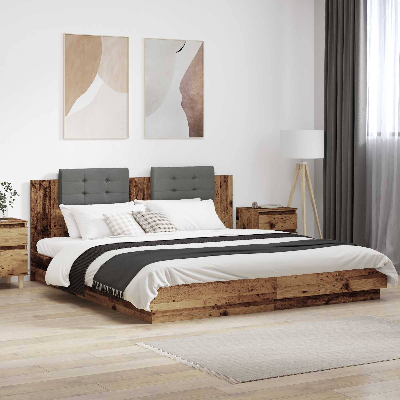 vidaXL Bettgestell mit Kopfteil Altholz 180 x 200 cm Holzwerkstoff