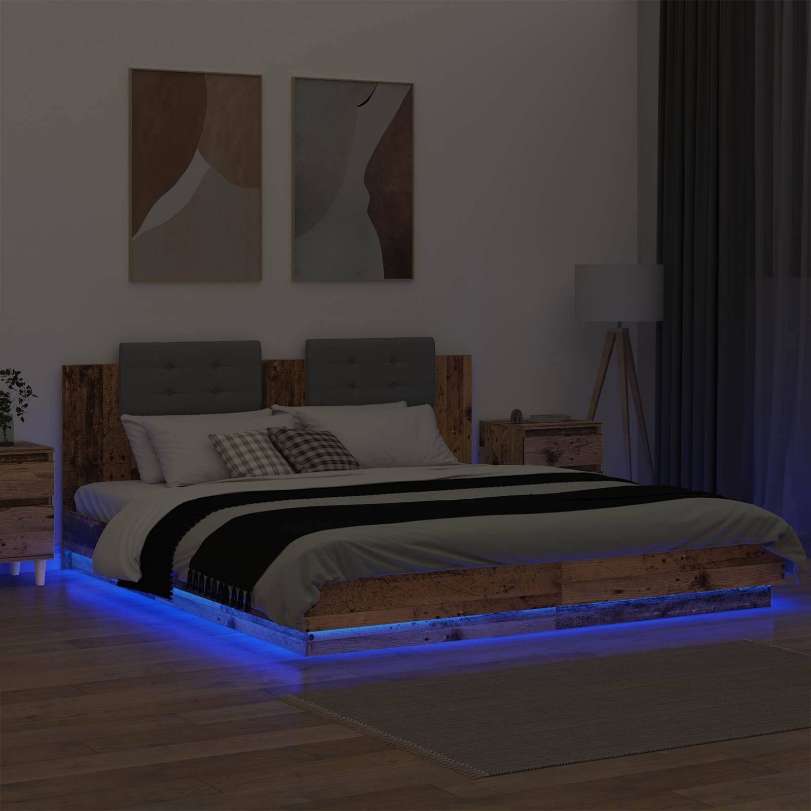 vidaXL Bettgestell mit Kopfteil Altholz 180 x 200 cm Holzwerkstoff