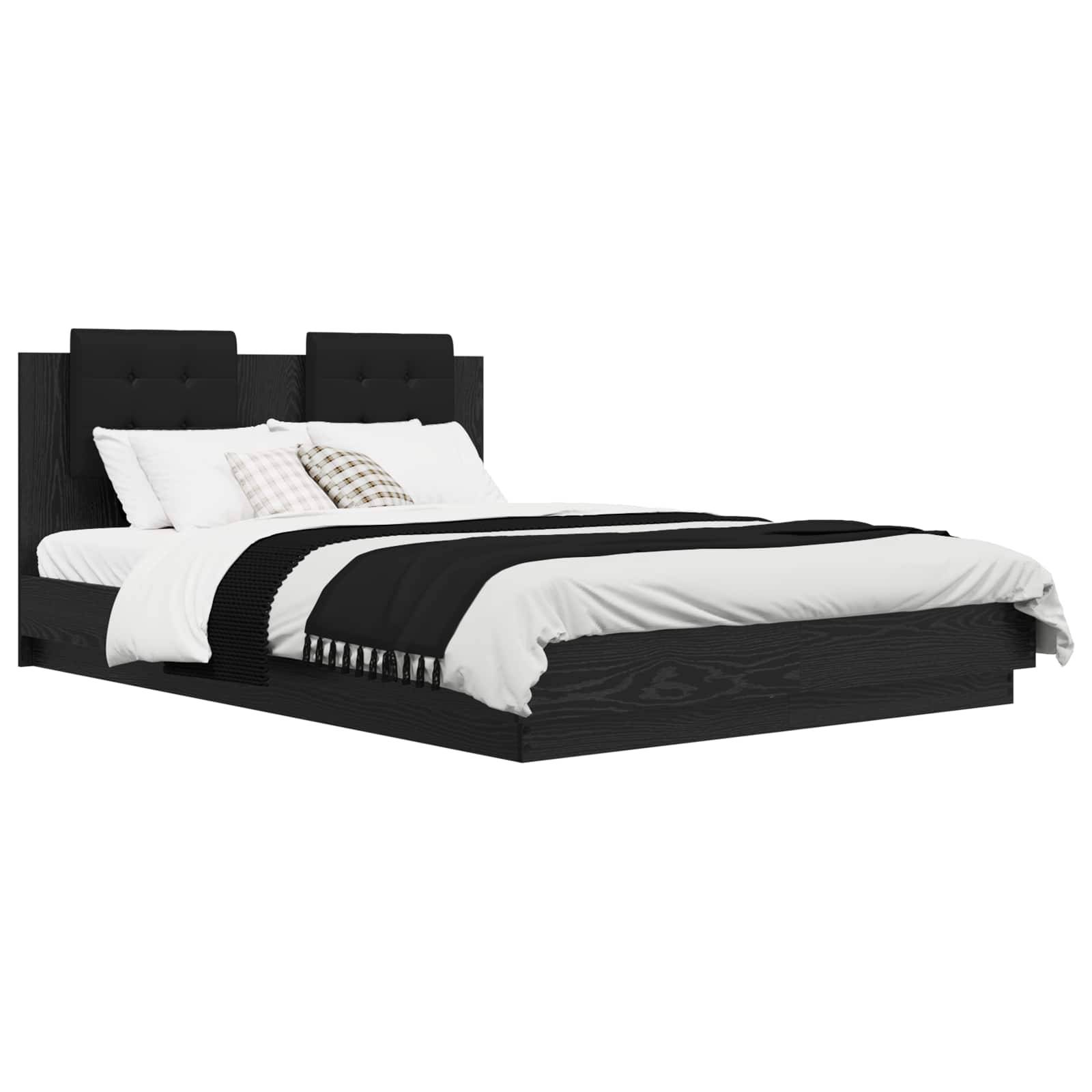 vidaXL Bettgestell mit Kopfteil Schwarz Eichen-Optik 120 x 200 cm