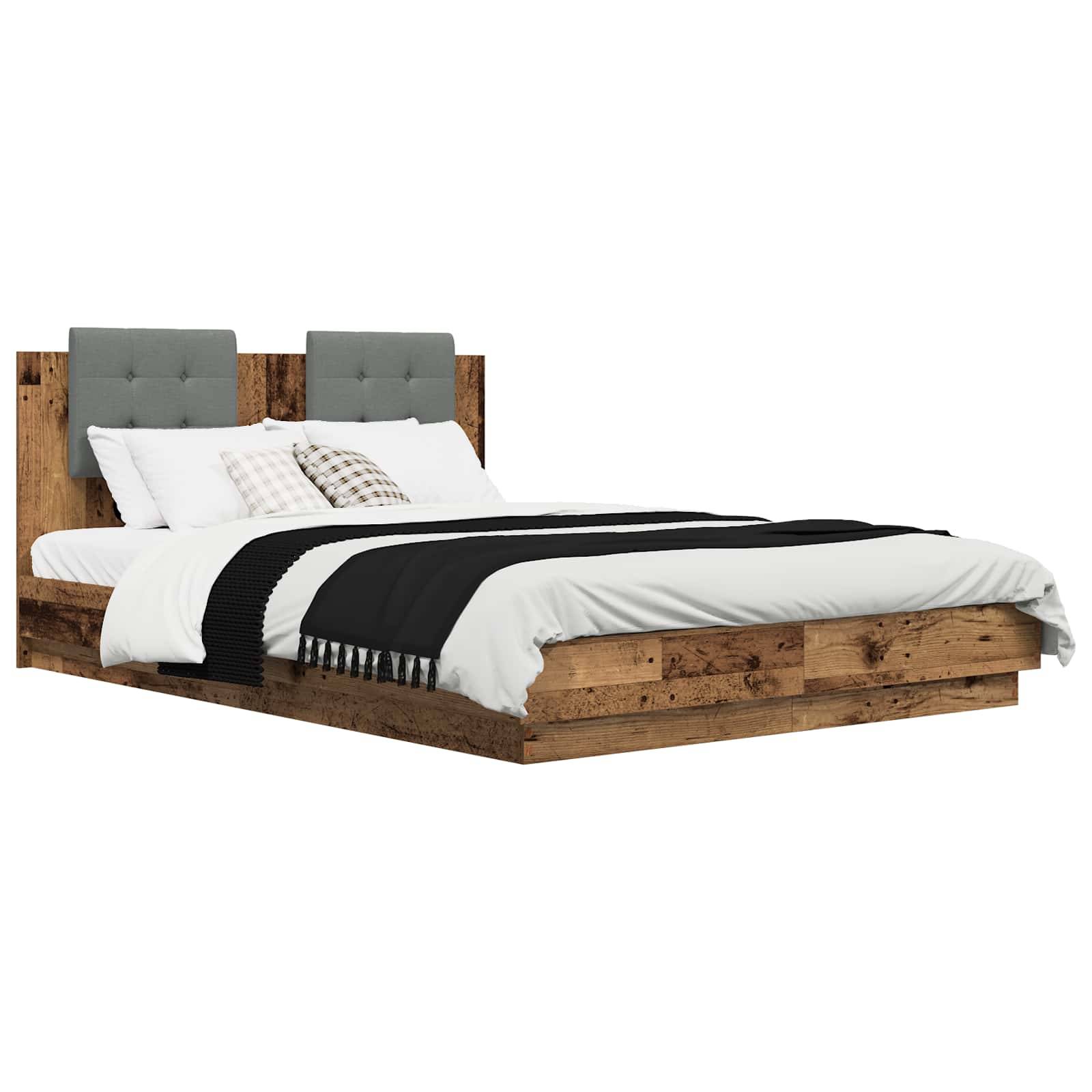 vidaXL Bettgestell mit Kopfteil Altholz 140 x 200 cm Holzwerkstoff