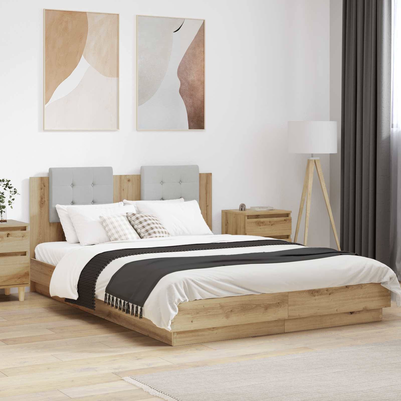 vidaXL Bettgestell mit Kopfteil Artisan-Eiche 150 x 200 cm