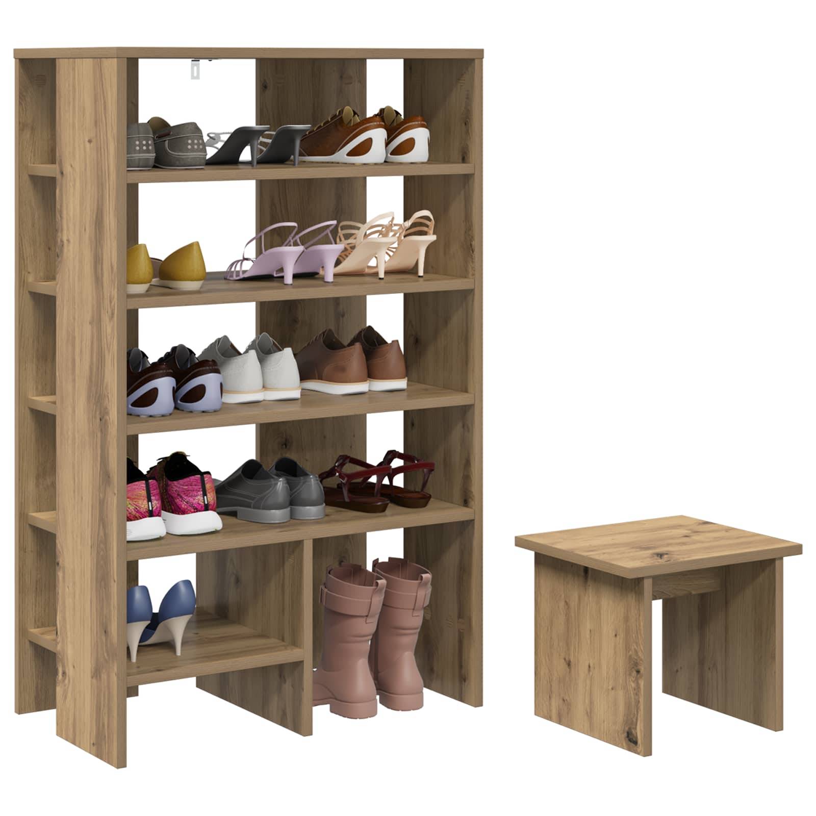 vidaXL Schuhschrank mit Regal 2 pcs Artisan-Eiche Holzwerkstoff