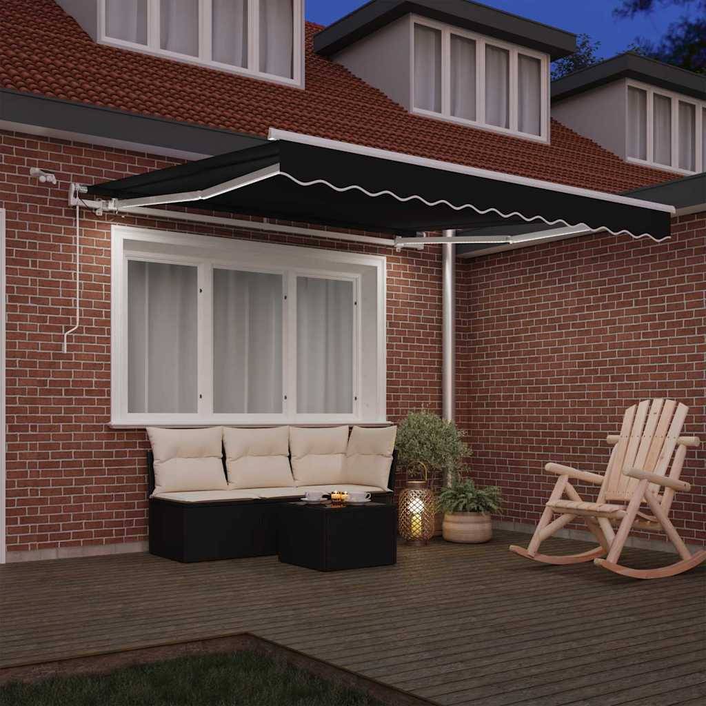 vidaXL Einziehbare Markise Schwarz 350 x 250 cm Polyester und Metall